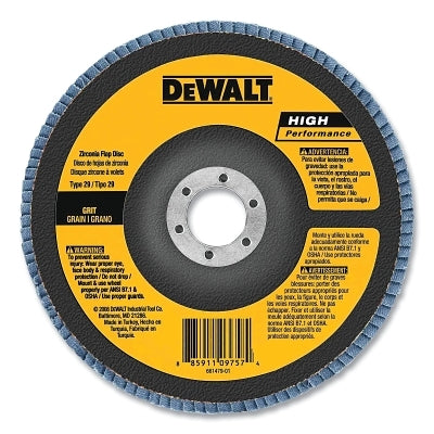 Type 29 Flap Disc, 6 in dia, 40 Grit, 5/8 in-11 TPI, Zirconia Alumina, 10100 RPM