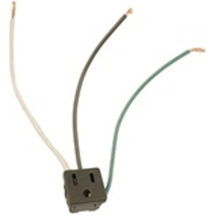 Straight Blade Snap-In Receptacle, 15A, 125V, 6 in. Leads (14 ga.), Black