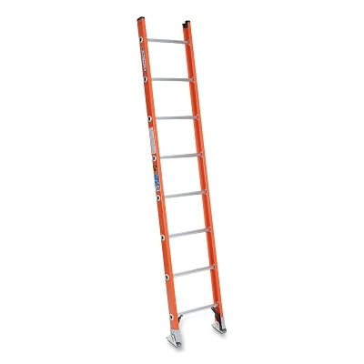 Fiberglass D-Rung Straight Ladder, D6208-1, Type IA, 8 ft L, 11 ft Reach, 19 in W, 300 lb Load Capacity, Orange