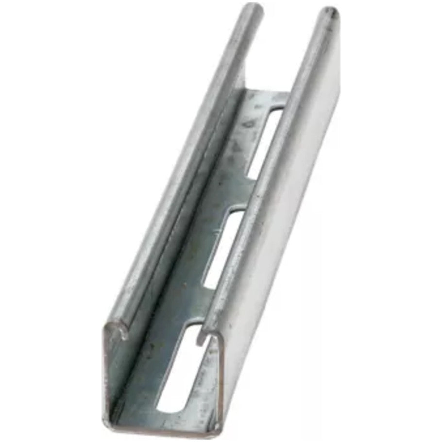 B22 Series, Slotted Single Strut Channel, Steel, 12 ga., S Hole Pattern, Galvanized, 10 ft. L x 1.62 H x 1.62 W in.