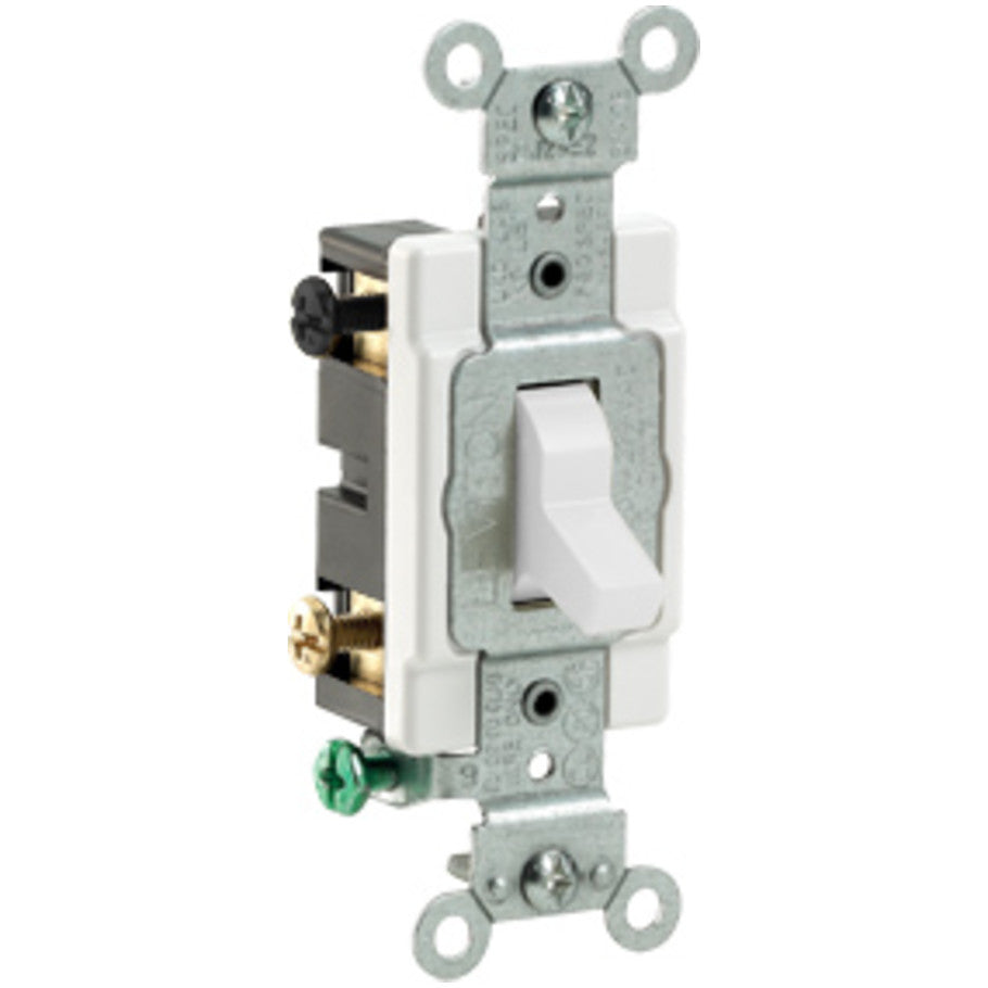 Toggle AC Quiet Switch, 4-Way, 15A, 120/277V, Side Wired, White