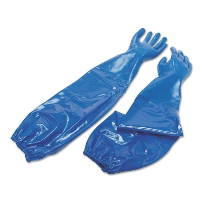 Nitri-Knit Supported Nitrile Gloves, Elastic Cuff, Interlock Lined, 7, Blue