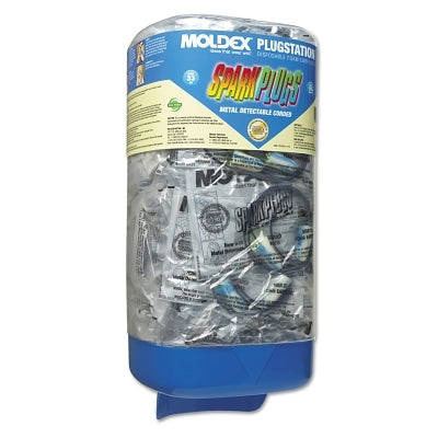 PlugStation Earplug Dispenser, Disposable Plastic Bottle, Metal Detectable Foam Earplugs, Bright Blue Swirls, SparkPlugs