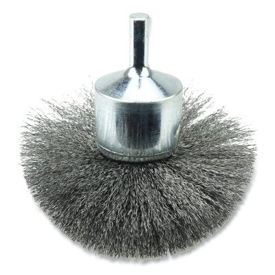 Stem-Mounted Circular Flared End Brush, Steel, 3 in dia x 0.008 in Wire, 16000 RPM