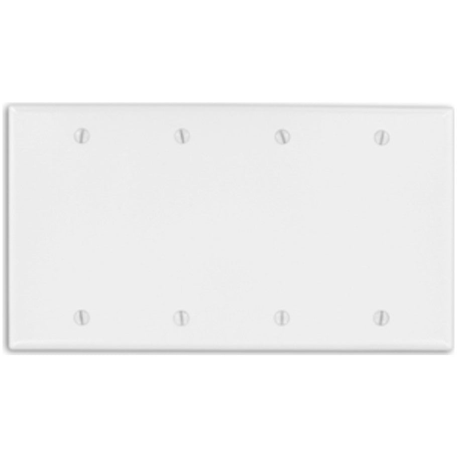 Wall Plate, Blank, 4 Gang, Box Mount, White