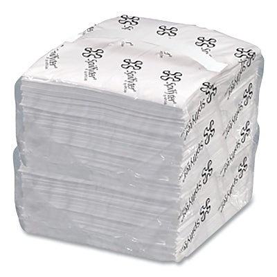 Sorbent Pads and Rolls, 18 in L x 16 in W, Oil Only, Extra Heavy, Unbonded, Single-Ply, White, Pads