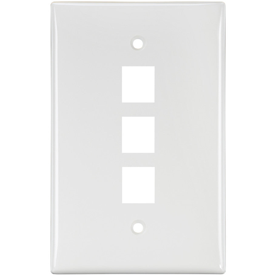 QuickPort Midsize Single-Gang Wallplates, 3-Port, White