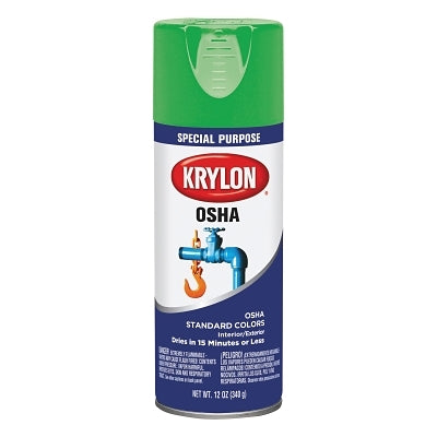 OSHA Safety Color Spray Paint, 12 oz Fill, Aerosol Can, Safety Green, Gloss