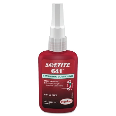 641 Retaining Compound, Controlled Strength, 50 mL Bottle, Yellow, 1,700 psi