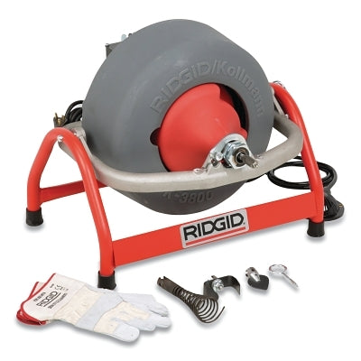 K-3800 Drum Machine Drain Cleaners, 3/8 in Drum Capacity, 240 RPM, 3/4 in to 4 in Pipe dia, with C-32