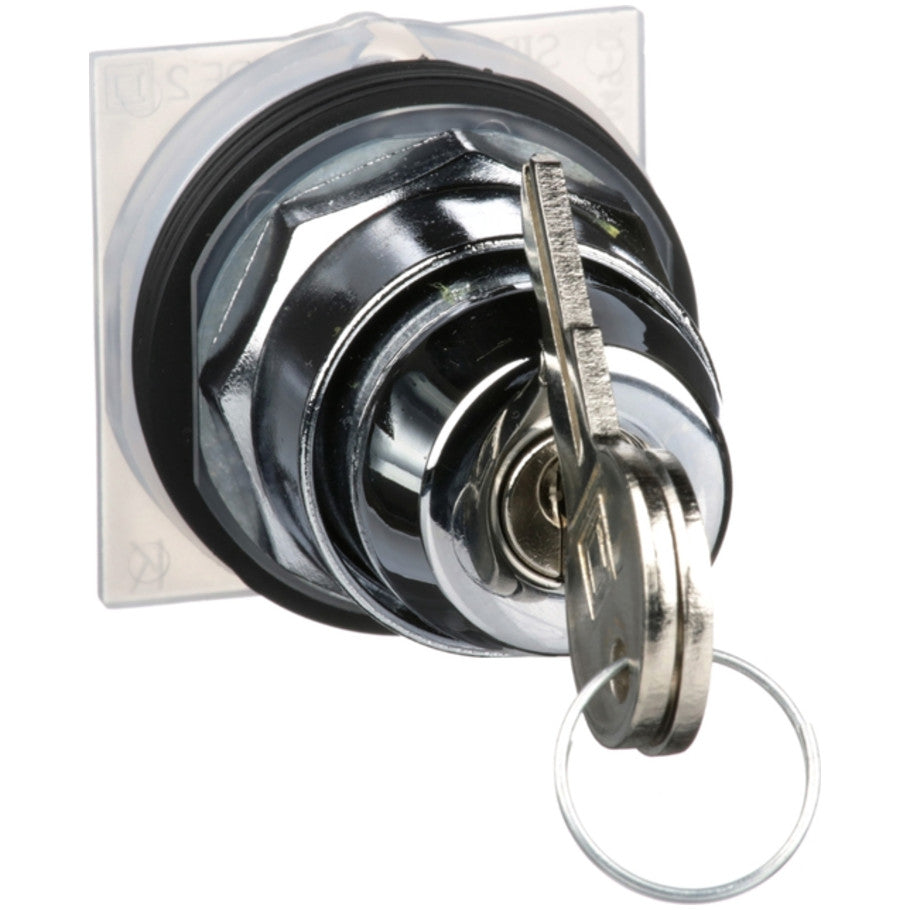 30mm Selector Switch, Non-Illuminated, 3-Position, Spring Return-Both Sides to Center, Operated with E10 Key-Center Withdrawal