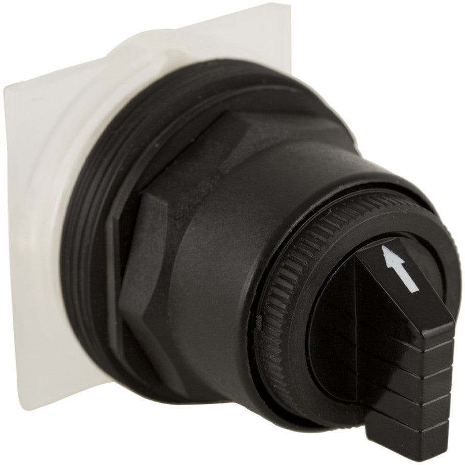 Selector switch head, Harmony 9001SK, plastic, standard handle, black, 30mm, 3 positions, Cam F, stay put