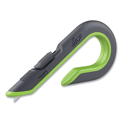 Manual Box Cutter, 7 in L, Automatic Retracting, Ceramic, Plastic Handle, Black/Green