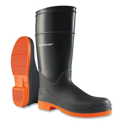 Sureflex Steel Toe Rubber Boots, Size 14, 16 in H, Nitrile/PVC/Steel, Black/Orange