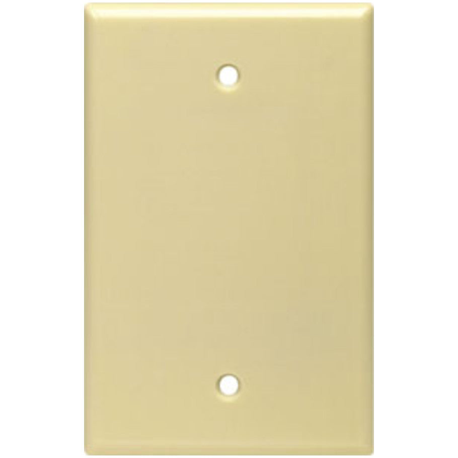 Wall Plate, Blank, 1-Gang, Midsize, Box Mount, Ivory Thermoplastic Nylon