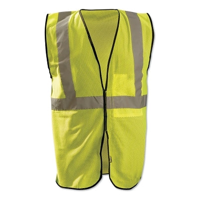 High Visibility Value Safety Vest, OccLx, Std, Class 2 Type R, Polyester Mesh, 2 in Refl Tape, 1 Pocket, Lg/XL, Yellow