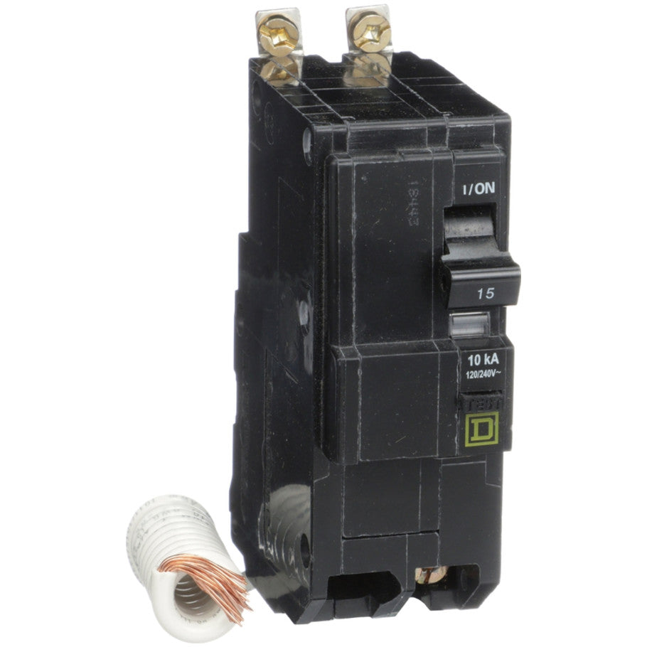 Mini circuit breaker, QO, 15A, 2 pole, 120/240VAC, 10kA, bolt on, 30mA grd fault B,  TAA