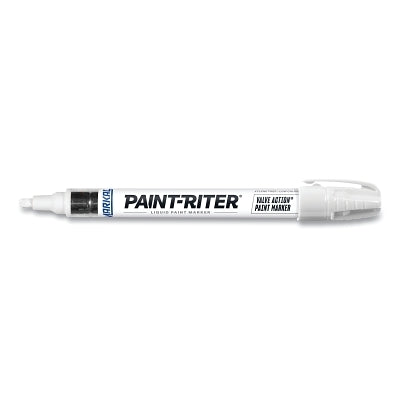 PAINT-RITER VALVE ACTION Paint Marker, White, 1/8 in Tip, Medium