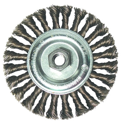 Standard Twist Knot Wheels, 6 in D, 1/2 in Face, 0.23 Stainless Steel Wire