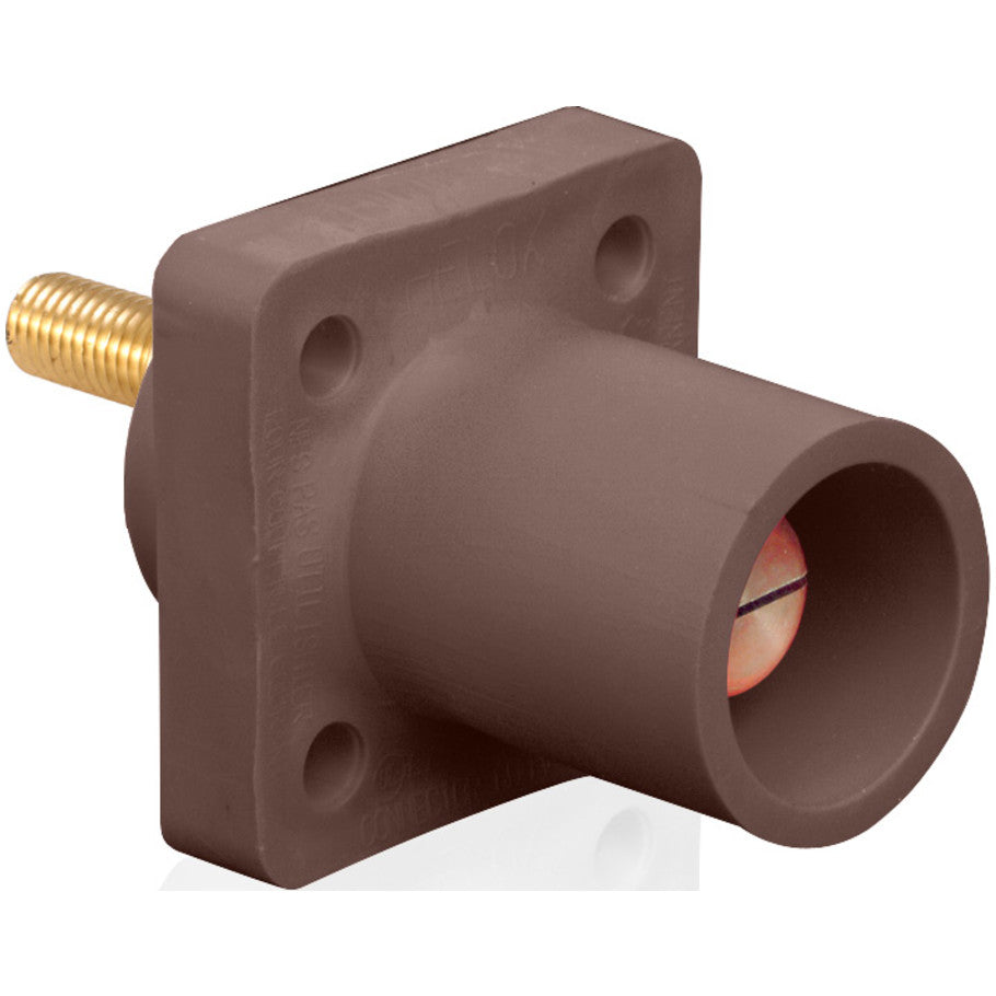 Male Receptacle, 90-Degree,  2 - 4/0 AWG, 1.125” L Threaded Stud Termination, Brown