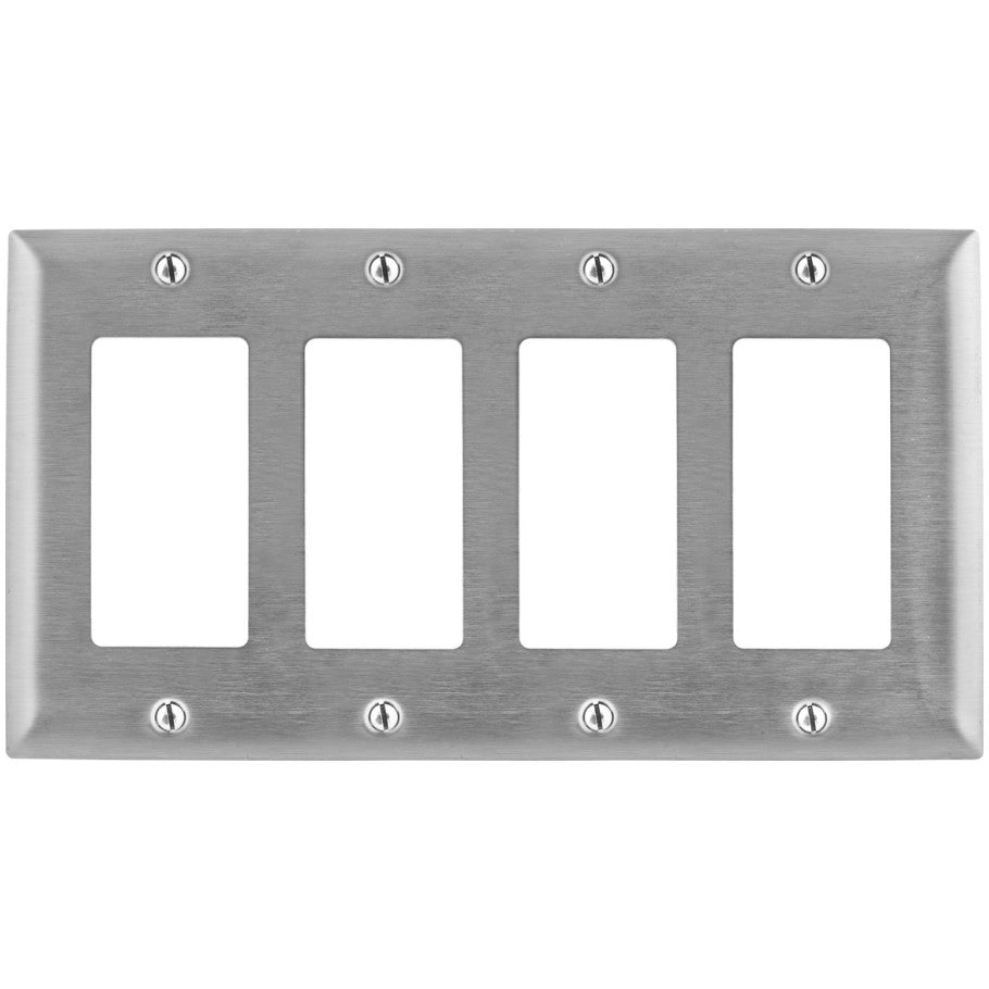Style Line 4 Gang Decorator Device Smooth Stainless Steel Wall Plate