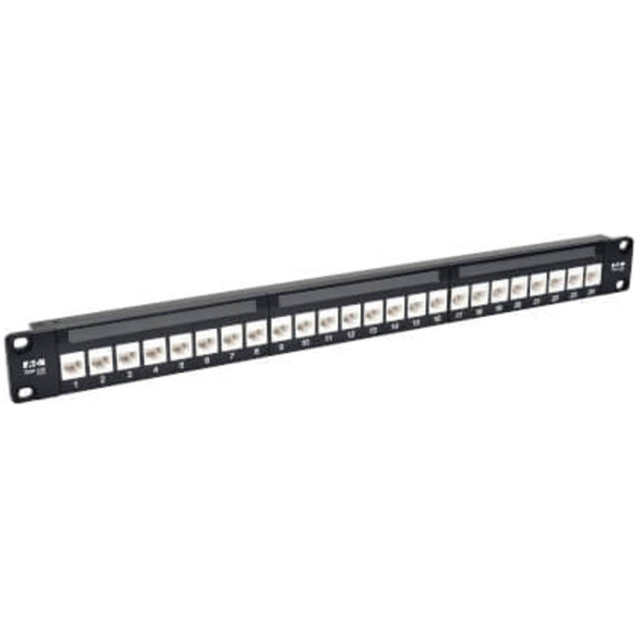 24-Port 1U Rack-Mount Cat6a Feedthrough Patch Panel, RJ45 Ethernet