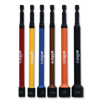 Color Coded Magnetic Nut Setter Set, 6 Piece, Alloy Steel