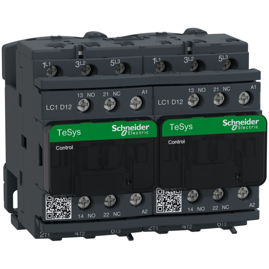 TeSys Deca IEC Contactor, 12 A, 3 P, 7.5 HP at 480 VAC, reversing, 120 VAC 50/60 Hz coil