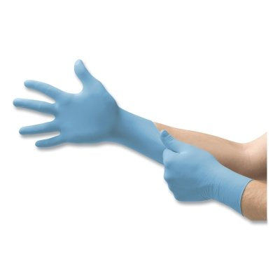 92-675 Nitrile Powder-Free Disposable Gloves, Textured Fingers, 4.3 mil Palm/5.5 mil Fingers, Large, Blue