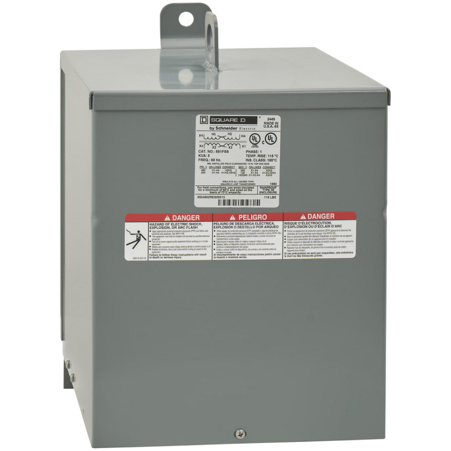Transformer, dry type, encapsulated, 5kVA, 1 phase, 240x480V primary, 120/240V secondary, 13B,  TAA, BAA, BABA, BAA_COTS