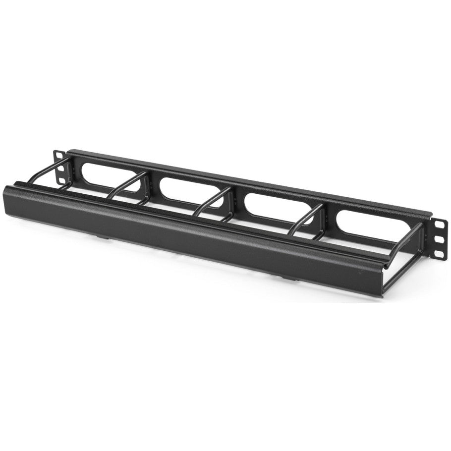 M Series Ring Cable Manager with 4 in. Front Extension   Cover, Horizontal, Black, 1 RU