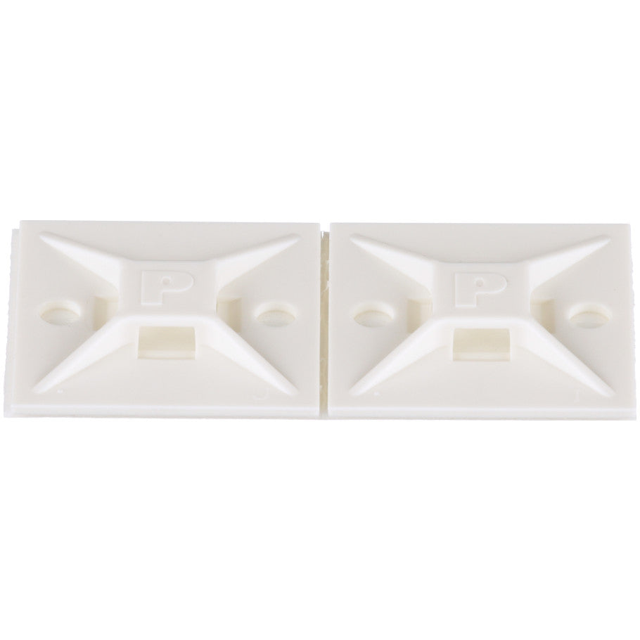 Cable Tie Mount With Rubber Adhesive, 4-Way, 1.12 L x 1.12 in. W, White Nylon, Pack of 100