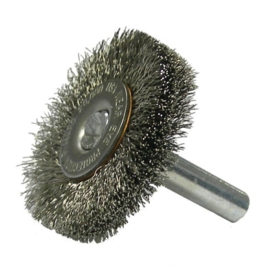 Crimped Wire Wheel, 1 1/2 in D, .006 Stainless Steel Wire