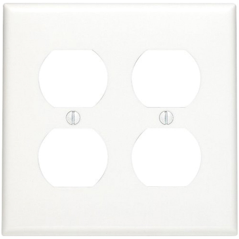 Wall Plate, Duplex Receptacle, 2-Gang, Device Mount, Thermoplastic Nylon, White