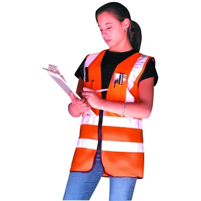 Class 2 Surveyor Style Solid Vests w/3M Scotchlite Reflective Tape, L, HiViz Yel