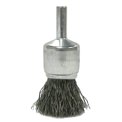 Crimped Wire Solid End Brush, Stainless Steel, 22,000 RPM, 3/4 in x 0.006 in