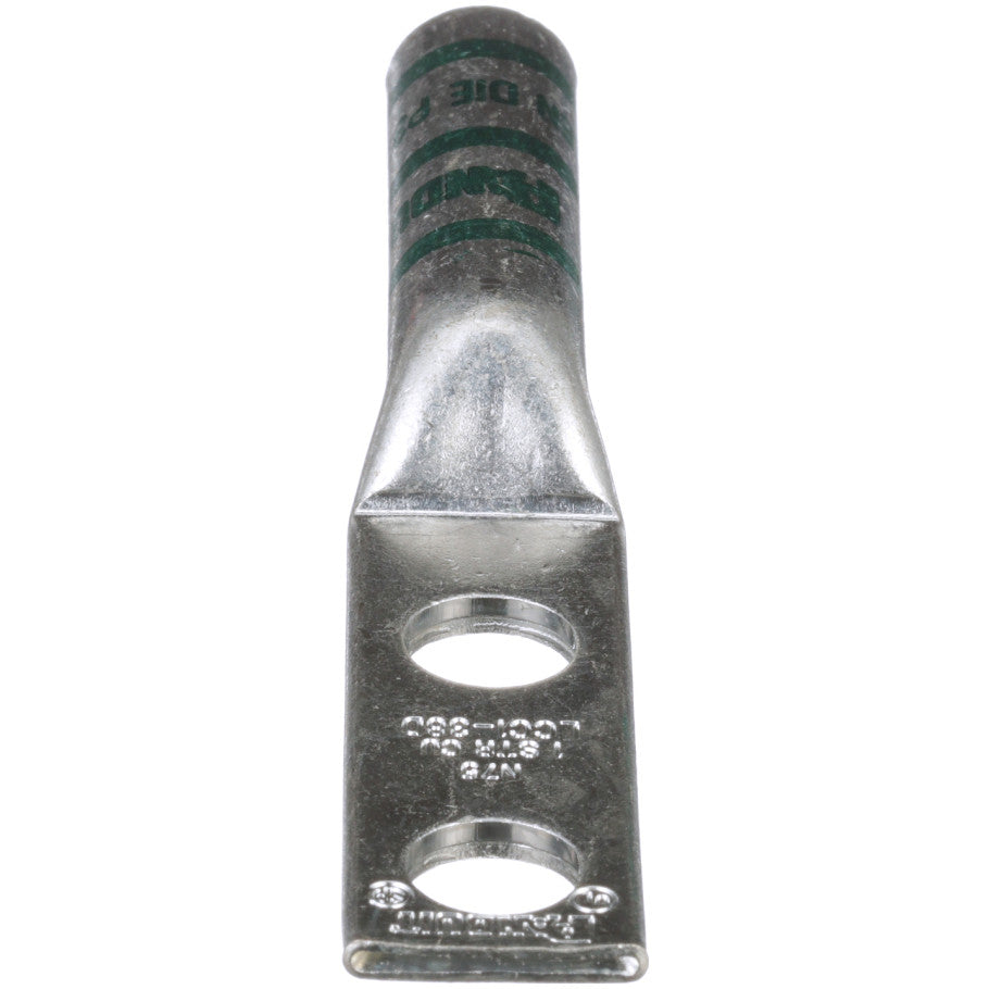 Long Barrel Lug, Green, 2-Hole, 1 AWG, 2.89 in.