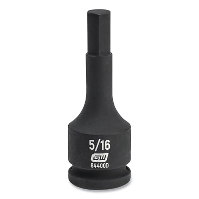 Impact Socket, 3/8 in Drive Size, 5/16 in Opening Size, 6-point, Standard Length, Hex Bit