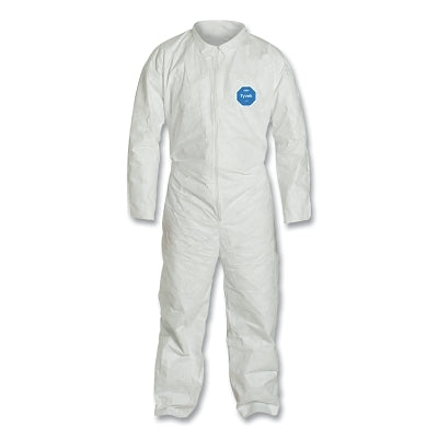 Tyvek 400 Coveralls, Serged Seams, Collar, Elas Waist, Open Wrists/Ankles, Front Zip, Storm Flap, WH, X-Lg