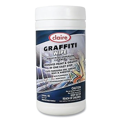 Graffiti Wipes, White, 9.5 in W x 12 in L per Sheet, 40 Wipes/Tub, 6 EA/CA