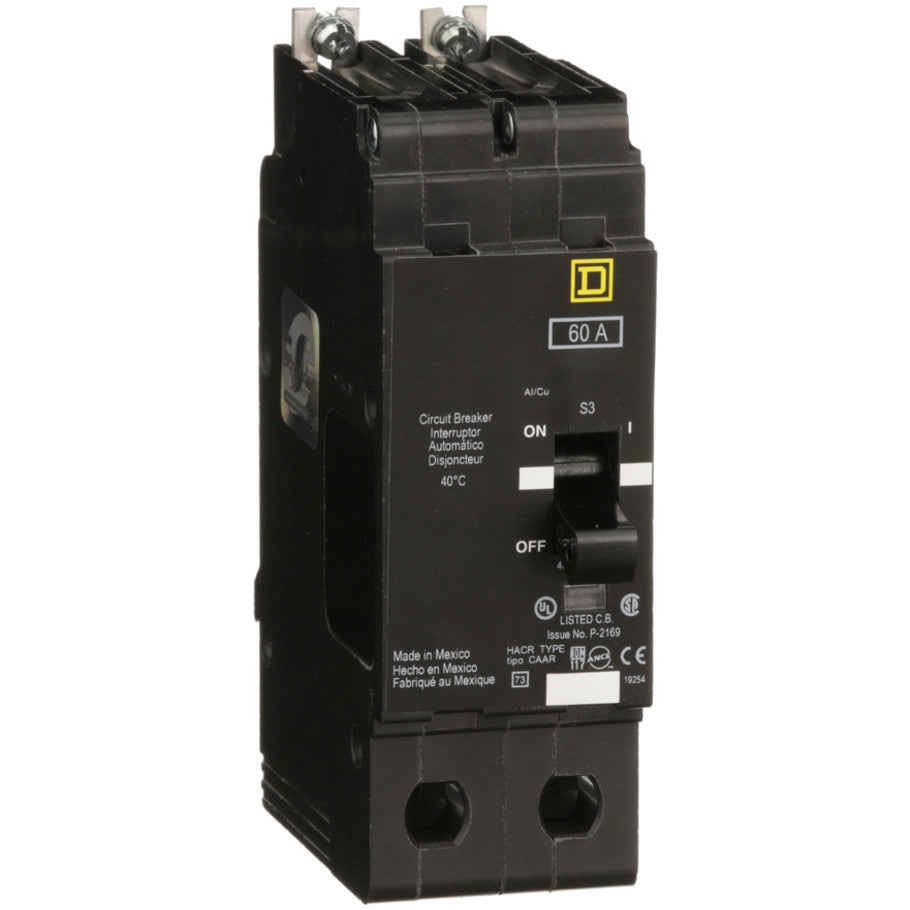Mini circuit breaker, E-Frame, 60A, 2 pole, 480Y/277VAC, 100kA max, bolt on  TAA