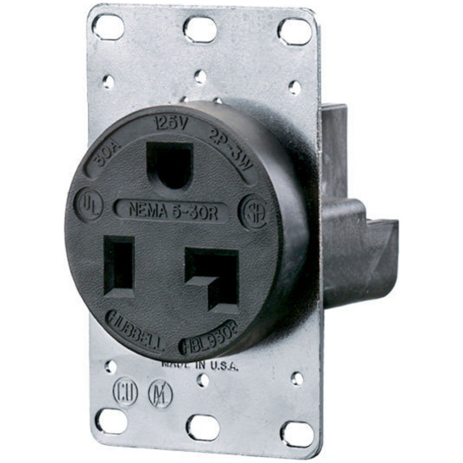2-Pole 3-Wire 30A 125V Grounding Receptacle 5-30R