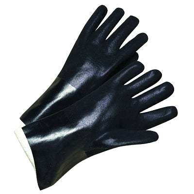 PVC-Coated Jersey-Lined Gloves, Rough Grip, 12 in, Large, Black