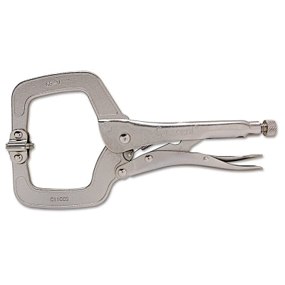 Locking C-Clamp, Swivel Pads, Locking Grip, 11 in Long