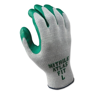 Atlas Fit 350 Nitrile-Coated Glove, Medium, Gray/Green