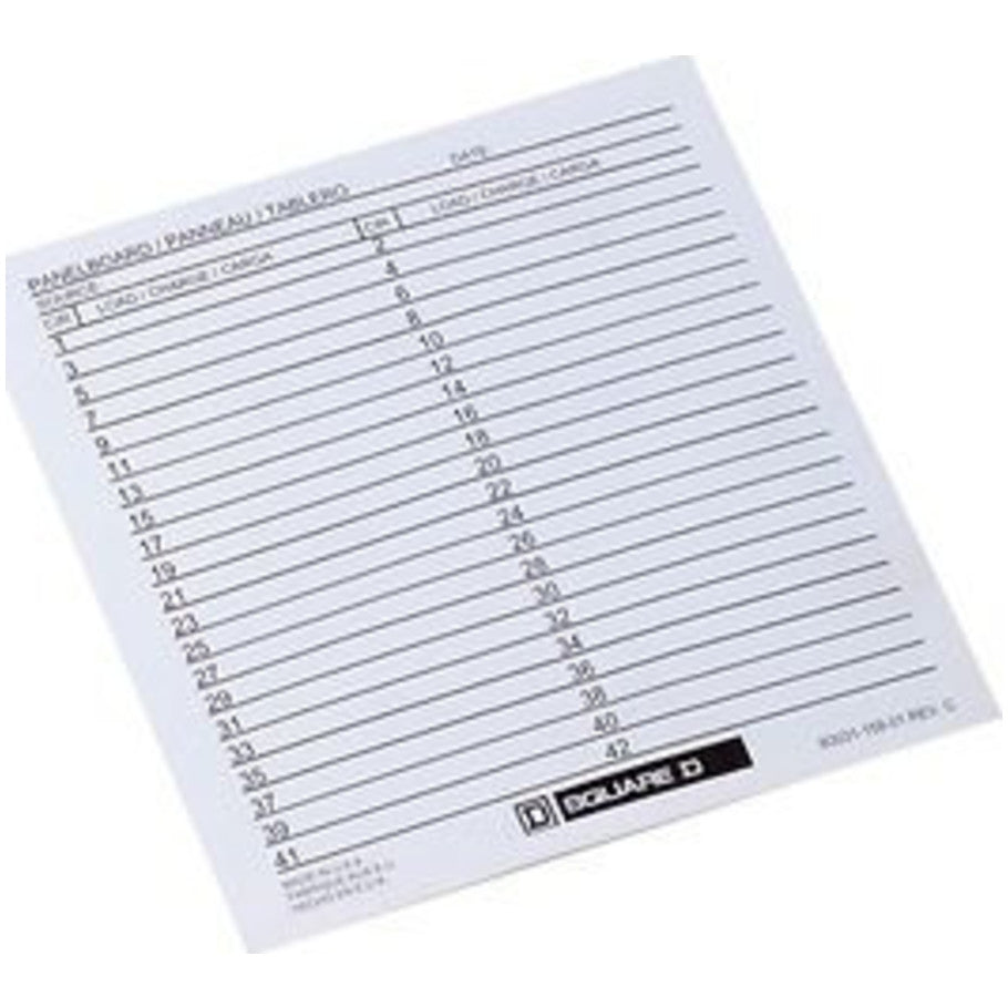 NQOD Panelboard Directory Card