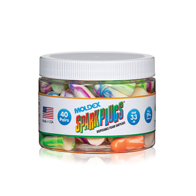 Earplug Canister, SparkPlugs, Foam, Assorted Colors/White with Swirls/Streaks, Disposable