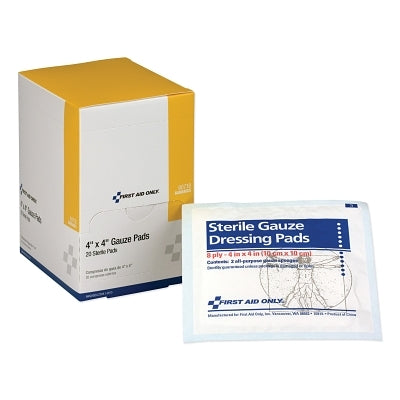 Sterile Gauze Pad, 4 in x 4 in, Gauze, 20/Box