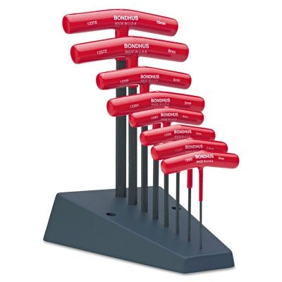 T-Handle Hex Tool Sets, 8 per stand, Hex Tip, Metric