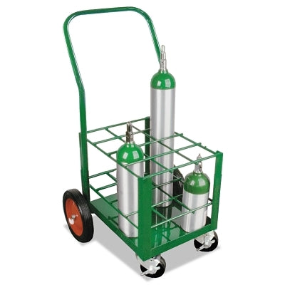 Medium-Duty M7, M9, C, D, and E Size Cylinders Transport Cart, Holds 6 Cylinders, 2-10 in Rubber Wheels/2-Locking Casters